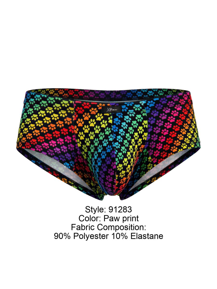 Xtremen Rainbow Printed Microfiber Briefs - Paw print
