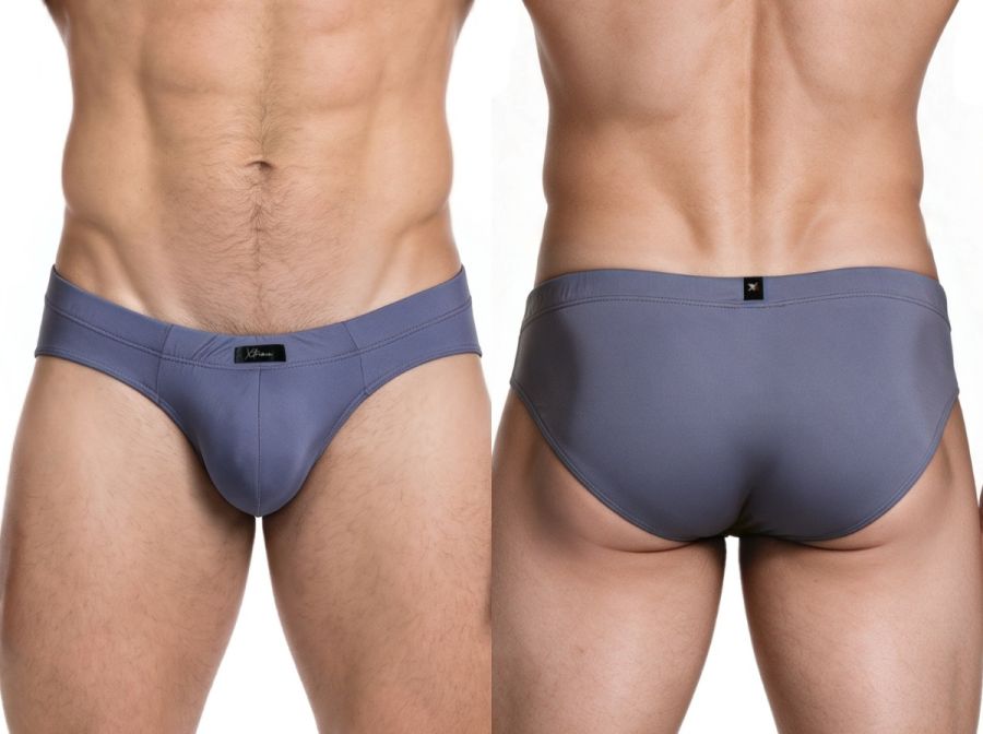Xtremen Sleek Microfiber Covered-Waistband Briefs - Gray