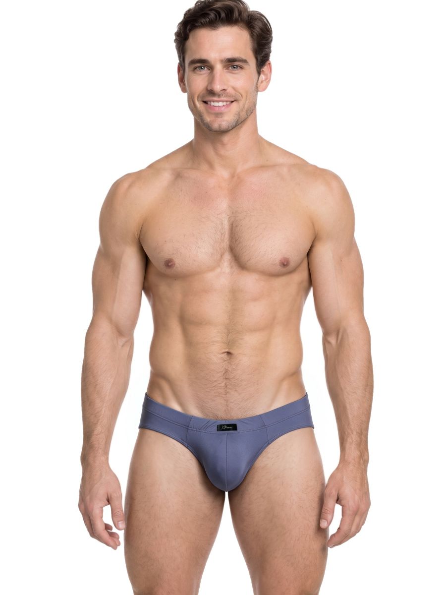 Xtremen Sleek Microfiber Covered-Waistband Briefs - Gray