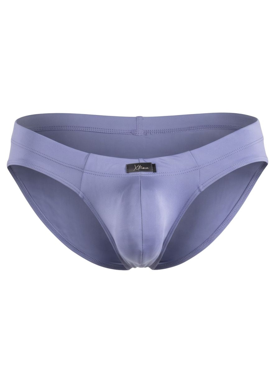 Xtremen Sleek Microfiber Covered-Waistband Briefs - Gray