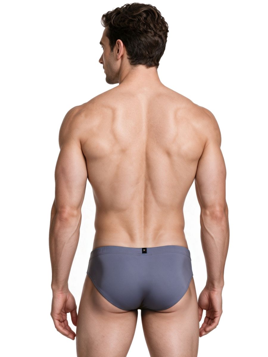 Xtremen Sleek Microfiber Covered-Waistband Briefs - Gray