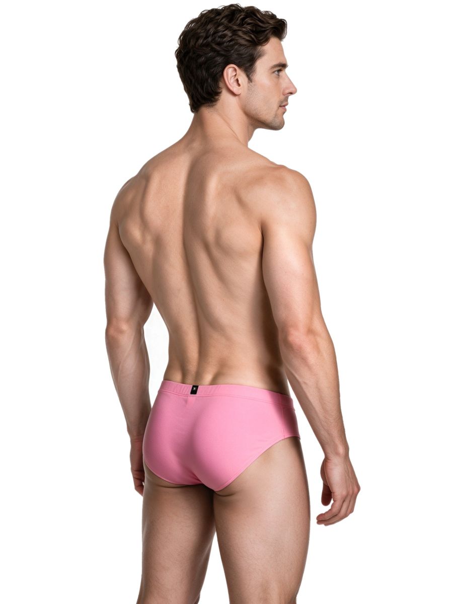 Xtremen Sleek Microfiber Covered-Waistband Briefs - Pink