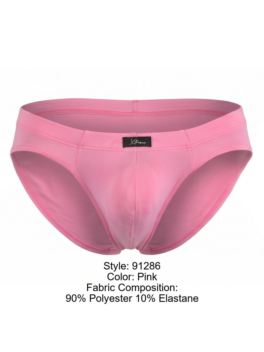 Xtremen Sleek Microfiber Covered-Waistband Briefs - Pink