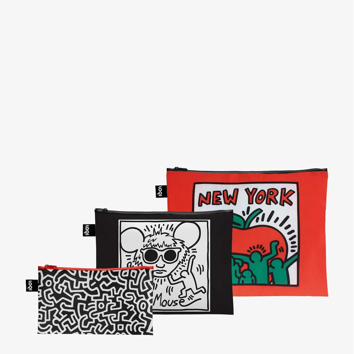 KEITH HARING Untitled, Andy Mouse, New York Recycled Zip Pockets by LOQI