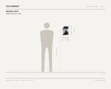 Michael Epps, Bedtime Story #1, 2025 — scale drawing, 8 × 12 inches, with a 5 ft 10 in figure for scale
