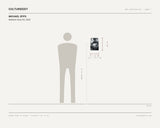 Michael Epps, Bedtime Story #2, 2025 — scale drawing, 8 × 12 inches, with a 5 ft 10 in figure for scale