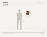 John Luckett, greek II (duo), 2021 — scale drawing, 11 × 14 inches, with a 5 ft 10 in figure for scale