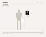 John Luckett, greek IV (jewels), 2021 — scale drawing, 11 × 14 inches, with a 5 ft 10 in figure for scale