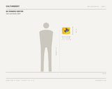 Bo Romero Dreyer, can't you knock, 2024 — scale drawing, 11 × 10 inches, with a 5 ft 10 in figure for scale