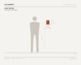 Court Watson, Two Greeks, One Shy, 2024 — scale drawing, 6 × 8 inches, with a 5 ft 10 in figure for scale