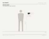 Stephen Honicki, The smorgasbord was to begin at eight, 2007 — scale drawing, 7 × 5 inches, with a 5 ft 10 in figure for scale
