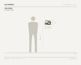 Todd Verow, Fire Island #1, 2025 — scale drawing, 12 × 9 inches, with a 5 ft 10 in figure for scale