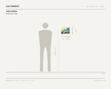 Todd Verow, Beach Bum, 2025 — scale drawing, 12 × 9 inches, with a 5 ft 10 in figure for scale