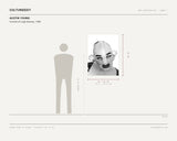 Austin Young, Portrait of Leigh Bowery, 1988 — scale drawing, 30 × 40 inches, with a 5 ft 10 in figure for scale