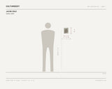 Jacob Cruz, Carlos, 2025 — scale drawing, 6 × 8 inches, with a 5 ft 10 in figure for scale