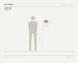 Jacob Cruz, Ruggery, 2025 — scale drawing, 8 × 6 inches, with a 5 ft 10 in figure for scale