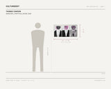 Thomas Cawson, MONSTER!_(TRIPTYCH)_241003, 2024 — scale drawing, 33 × 17 inches, with a 5 ft 10 in figure for scale