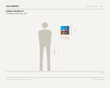 Darren Greenblatt, DZ Climbing (Joshua Tree), 2025 — scale drawing, 12 × 12 inches, with a 5 ft 10 in figure for scale