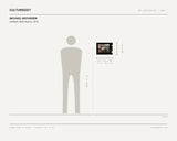 Michael McFadden, Untitled (After Hours), 2018 — scale drawing, 14 × 10.4 inches, with a 5 ft 10 in figure for scale
