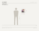 Charlie Welch, what's stopping you, 2023 — scale drawing, 11 × 14 inches, with a 5 ft 10 in figure for scale