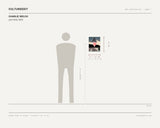 Charlie Welch, your time, 2023 — scale drawing, 11 × 14 inches, with a 5 ft 10 in figure for scale