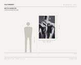 Mattia Dagani Río, HYPER KALOKAGATHIA, 2022 — scale drawing, 36.42 × 51.5 inches, with a 5 ft 10 in figure for scale