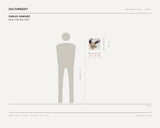 Carlos Sanchez, Devil in the flow, 2021 — scale drawing, 11 × 11 inches, with a 5 ft 10 in figure for scale