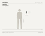 Albert Daag, The Fall of Adam, 2025 — scale drawing, 4 × 6.06 inches, with a 5 ft 10 in figure for scale
