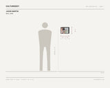 Jason Martin, Marc, 2008 — scale drawing, 12 × 9 inches, with a 5 ft 10 in figure for scale