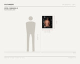 Peter J Robinson Jr, black Masculinity, 2025 — scale drawing, 20 × 24 inches, with a 5 ft 10 in figure for scale