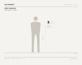 Perry Iannaconi, some boys are …#1, 2025 — scale drawing, 4 × 5 inches, with a 5 ft 10 in figure for scale