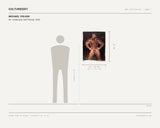 Michael Volkar, Mr. Teddy Bear Self Portrait, 2025 — scale drawing, 23 × 30 inches, with a 5 ft 10 in figure for scale