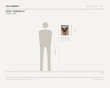 Peter J Robinson Jr, Playful #1, 2025 — scale drawing, 11 × 14 inches, with a 5 ft 10 in figure for scale