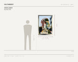 Steve Lovett, Big Head, 2025 — scale drawing, 33 × 46 inches, with a 5 ft 10 in figure for scale