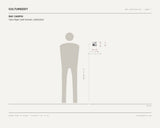 Ray Caspio, Take Flight (Self Portrait), 2009/2023 — scale drawing, 4 × 4 inches, with a 5 ft 10 in figure for scale