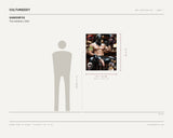 Kamionfox, The Invitation, 2026 — scale drawing, 29.53 × 35.43 inches, with a 5 ft 10 in figure for scale