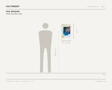 Paul BEAUDOIN, Flower, Dog, Moon, 2025 — scale drawing, 13 × 19 inches, with a 5 ft 10 in figure for scale