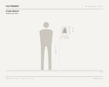 Ethan Hirschy, faceless jock, 2025 — scale drawing, 7.5 × 9.75 inches, with a 5 ft 10 in figure for scale