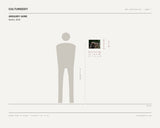 Gregory Gore, Baxter, 2026 — scale drawing, 11 × 8.5 inches, with a 5 ft 10 in figure for scale