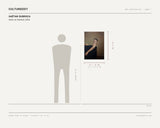 Gaëtan Dubroca, Kevin au fauteuil, 2020 — scale drawing, 19.69 × 27.56 inches, with a 5 ft 10 in figure for scale
