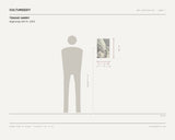 Teague Harry, Beginnings 009 #1, 20XX — scale drawing, 11 × 17 inches, with a 5 ft 10 in figure for scale