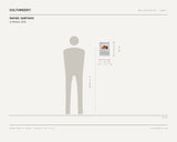 Rafael Santiago, in dreams, 2022 — scale drawing, 9 × 12 inches, with a 5 ft 10 in figure for scale