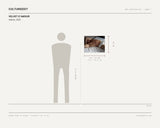 Velvet D'AMOUR, Adonis, 2025 — scale drawing, 20 × 16 inches, with a 5 ft 10 in figure for scale