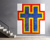 JONATHAN HOROWITZ, Rainbow Cross For Two, 2018 (Art carpet by Henzel Studio) — shown in situ, true to scale