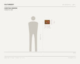 Christian Cimoroni, Untitled #12, 2026 — scale drawing, 10 × 8 inches, with a 5 ft 10 in figure for scale