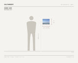Daniel Case, Bird Watch, 2019 — scale drawing, 14 × 11 inches, with a 5 ft 10 in figure for scale