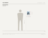 Rei Egusquiza, Atlas, 2026 — scale drawing, 7.75 × 10.5 inches, with a 5 ft 10 in figure for scale