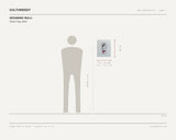Gesumino Rulli, Thirst Trap, 2024 — scale drawing, 12 × 15 inches, with a 5 ft 10 in figure for scale