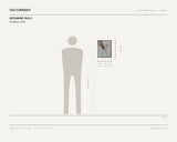 Gesumino Rulli, Rainblow, 2026 — scale drawing, 12 × 15 inches, with a 5 ft 10 in figure for scale