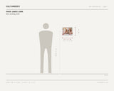 Ward James Lamb, Men wrestling, 2024 — scale drawing, 14 × 11 inches, with a 5 ft 10 in figure for scale